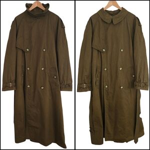 Vintage Hugo Boss Double-Breasted Trench Coat Mens Size 42R Olive Green Belted